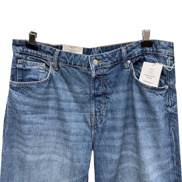 H&M & Denim Jeans Baggie Wide Leg 18 Blue Low Rise Ankle Button Fly NWT - Picture 5 of 11